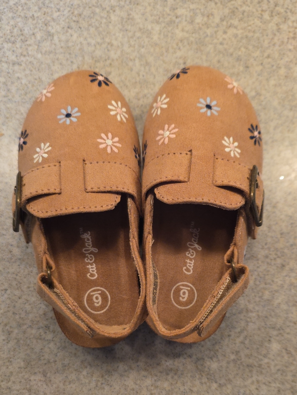 Cat & Jack Tan Floral Mary Janes with Buckle